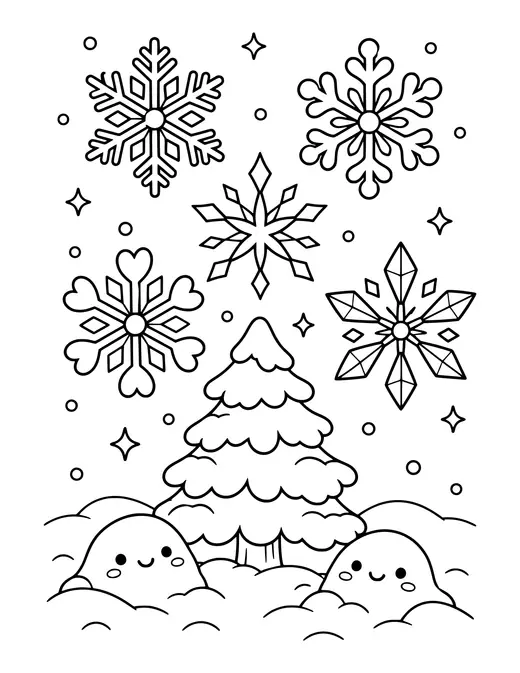 Snowflakes of Every Shape coloring page