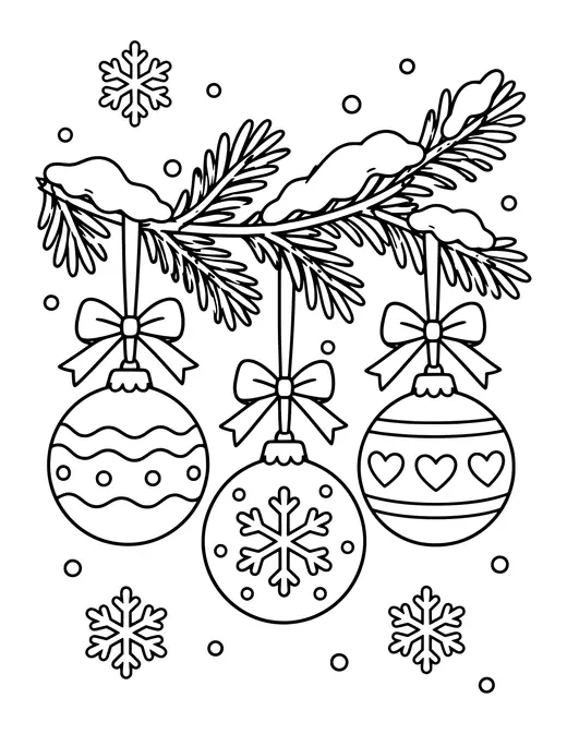 Ornaments on a Branch coloring page