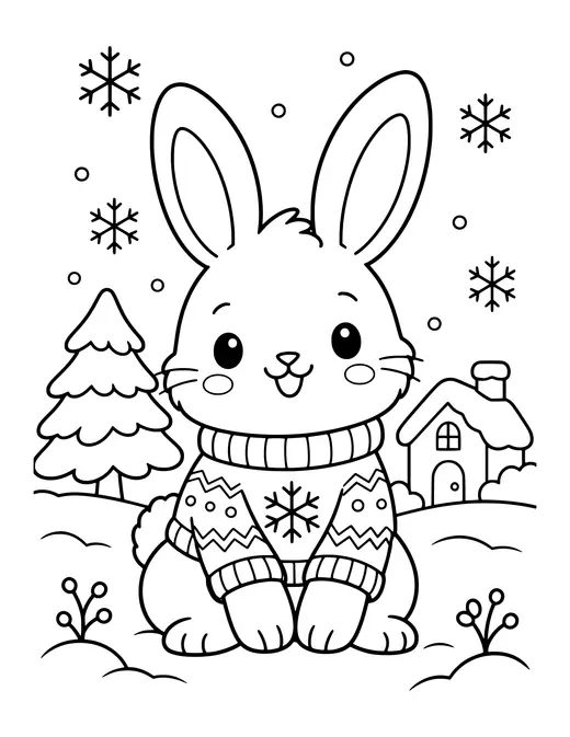 Bunny in a Winter Sweater coloring page