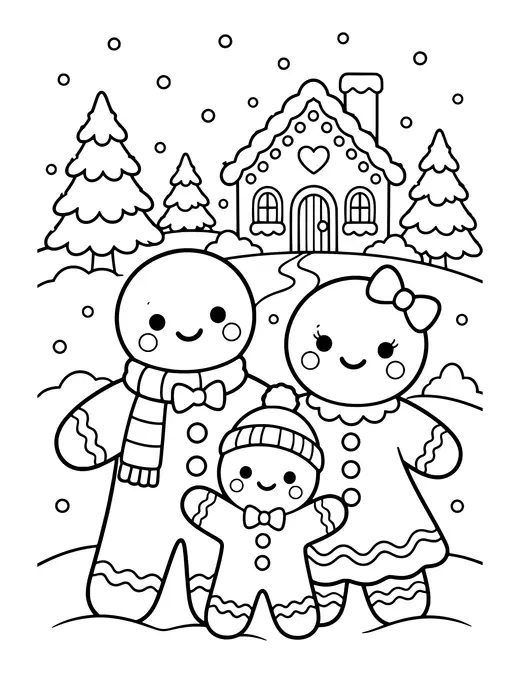 Gingerbread Family coloring page