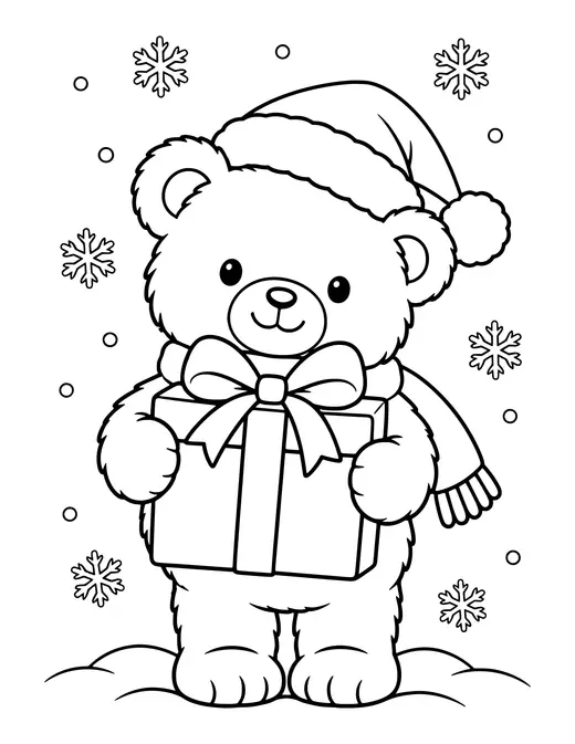 Teddy Bear with a Present coloring page