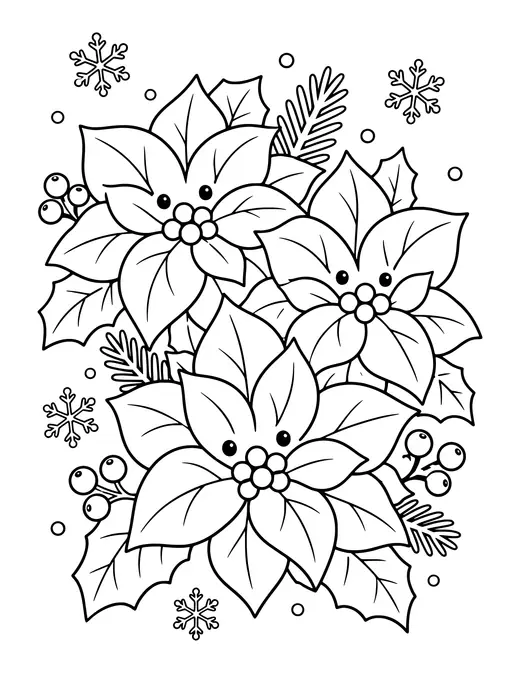 Poinsettia Flowers coloring page