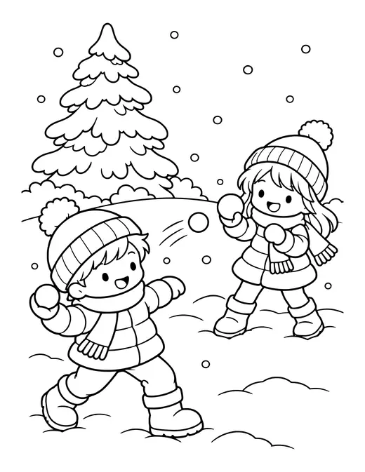 Snowball Fight coloring page