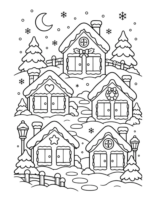 Advent Calendar Houses coloring page