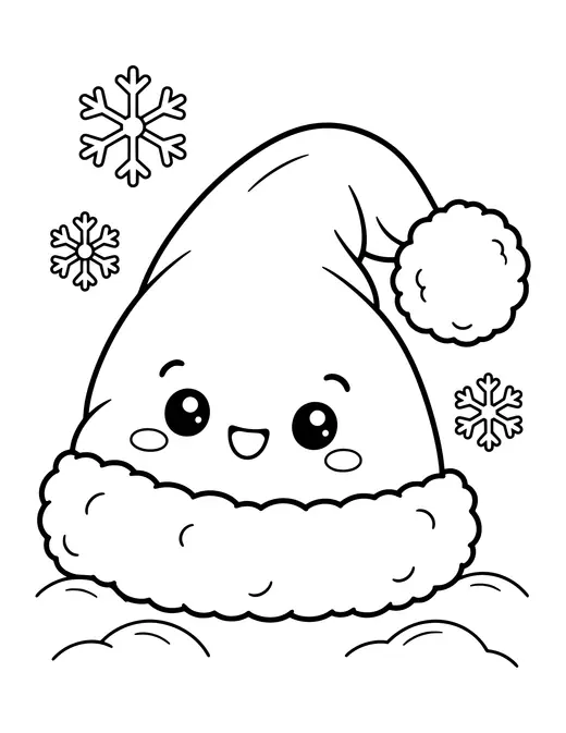 Santa's Hat with a Pom Pom coloring page