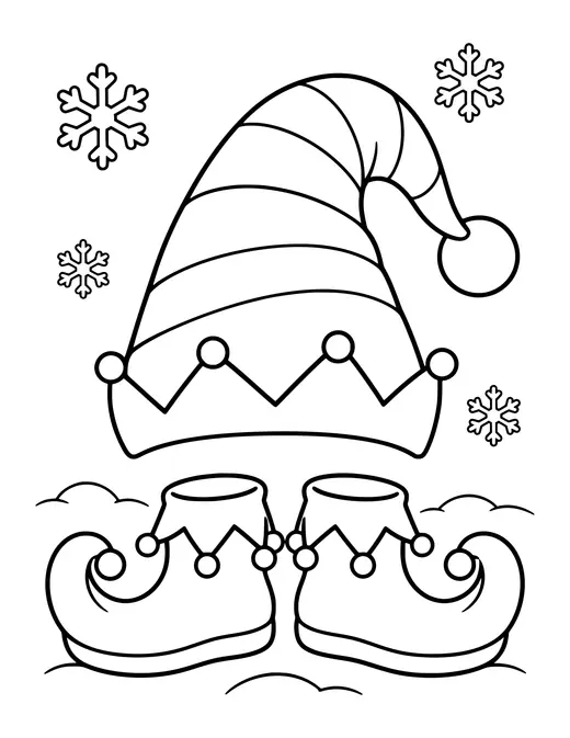 Elf Hat and Pointy Shoes coloring page