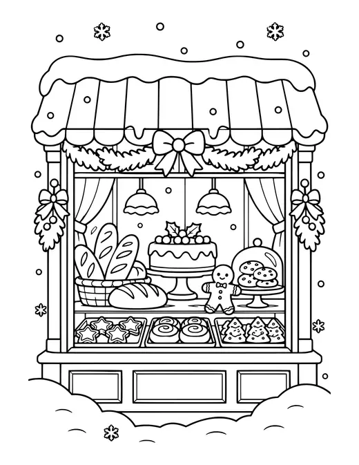 Christmas Bakery Window coloring page