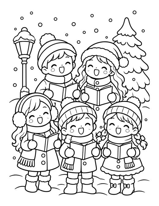 Carolers Singing coloring page