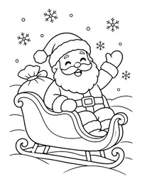 Santa Waving from His Sleigh coloring page