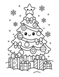 Christmas Tree with Presents coloring page