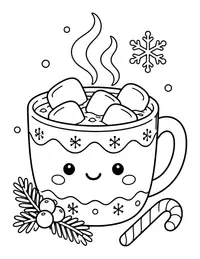 Cozy Mug of Hot Cocoa with Marshmallows coloring page