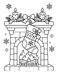 Stocking Hanging by the Fireplace coloring page