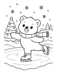 Polar Bear Cub Ice Skating coloring page