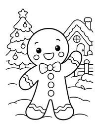 Gingerbread Man Waving coloring page