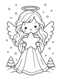 Angel with a Star coloring page