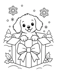 Puppy in a Gift Box coloring page
