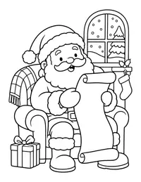 Santa Reading the Nice List coloring page
