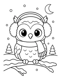 Owl in Earmuffs coloring page