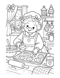 Mrs Claus Baking Cookies coloring page
