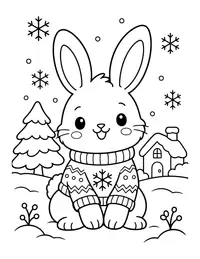 Bunny in a Winter Sweater coloring page