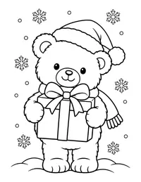 Teddy Bear with a Present coloring page