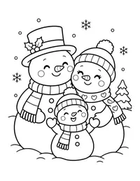 Snowman Family coloring page