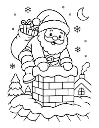 Santa Coming Down the Chimney coloring page