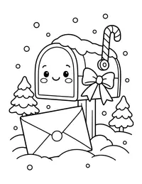 Letter to Santa and a Mailbox coloring page