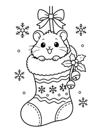 Hamster in a Stocking coloring page
