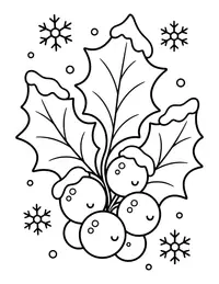 Holly Berries and Leaves coloring page