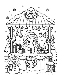 Christmas Market Stall coloring page