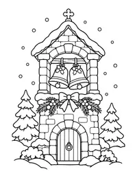 Christmas Bells in a Tower coloring page