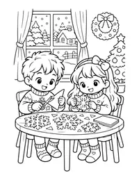 Making Paper Snowflakes coloring page