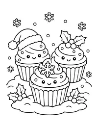 Christmas Cupcakes coloring page