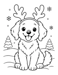 Dog Wearing Reindeer Antlers coloring page