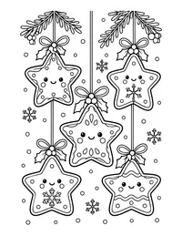 Hanging Gingerbread Stars coloring page