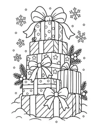 Wrapped Gifts Stacked High coloring page