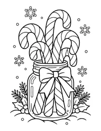 Candy Canes in a Jar coloring page