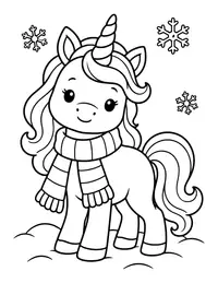 Unicorn in a Christmas Scarf coloring page