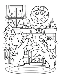 Bear Cubs Hanging Stockings coloring page