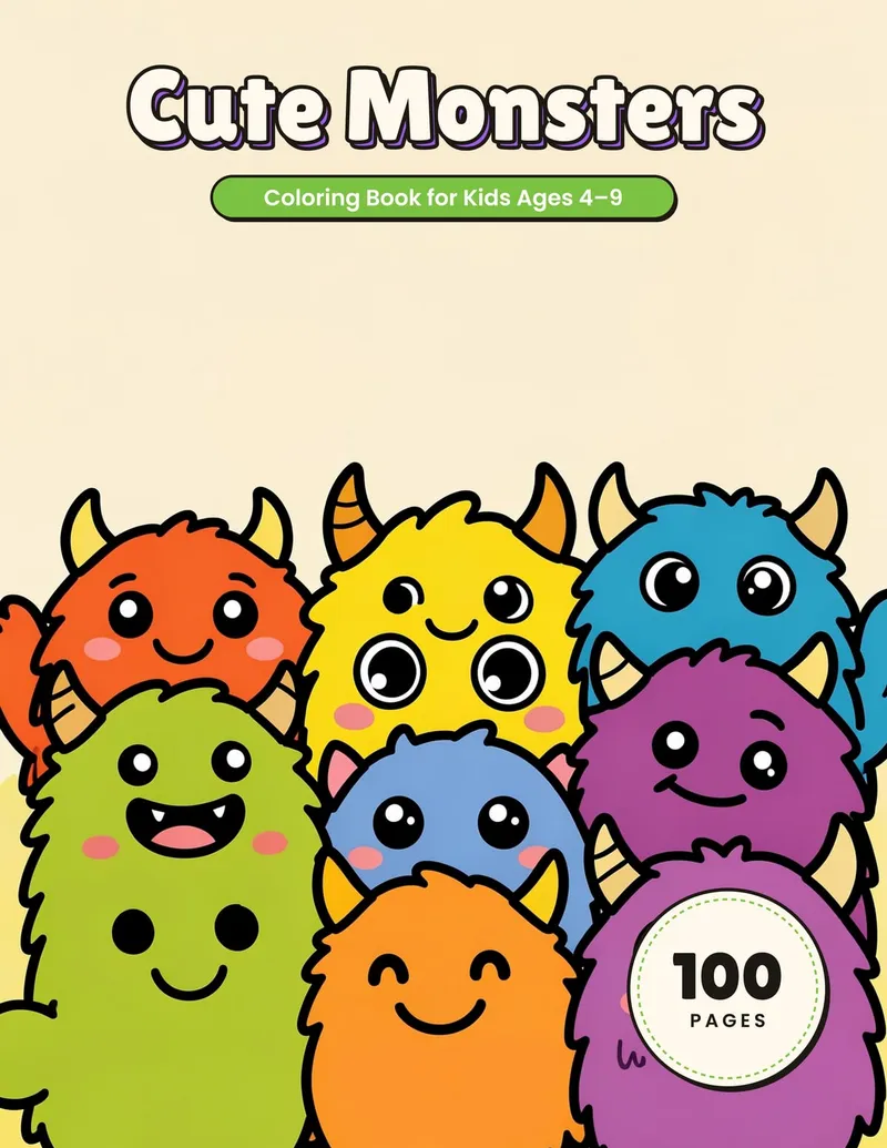 Cute Monsters coloring book cover