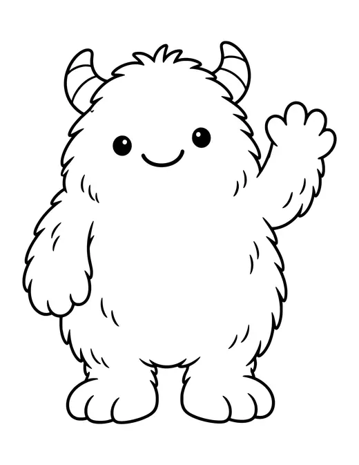 Fuzzy Monster Waving coloring page