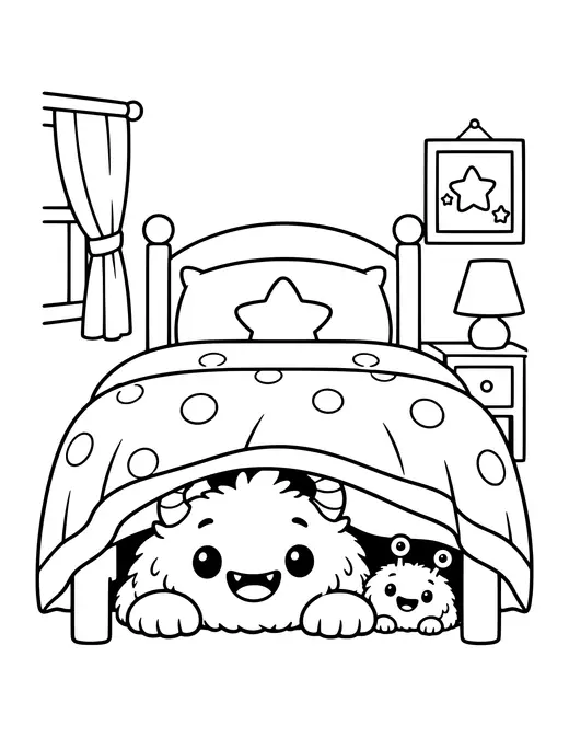Monster Under the Bed coloring page