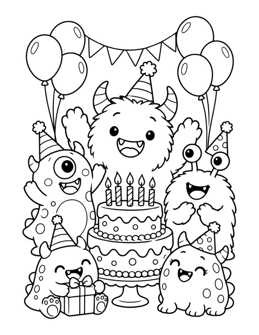 Monster Birthday Party coloring page