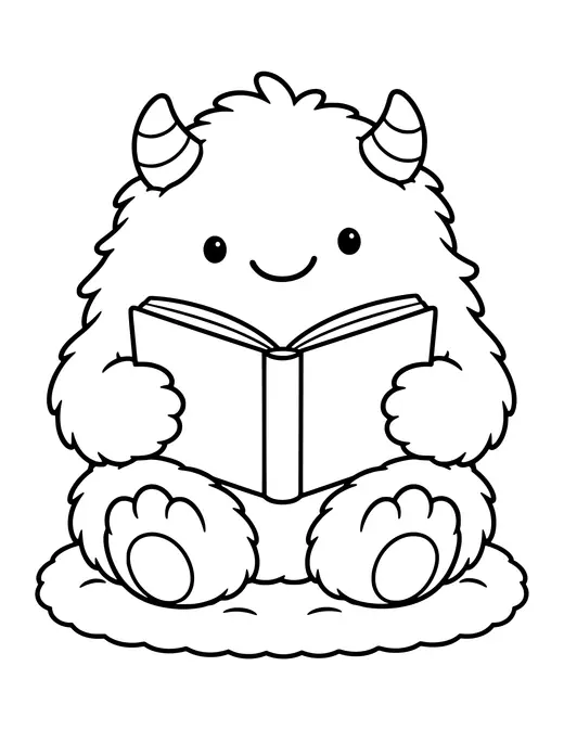 Monster Reading a Book coloring page