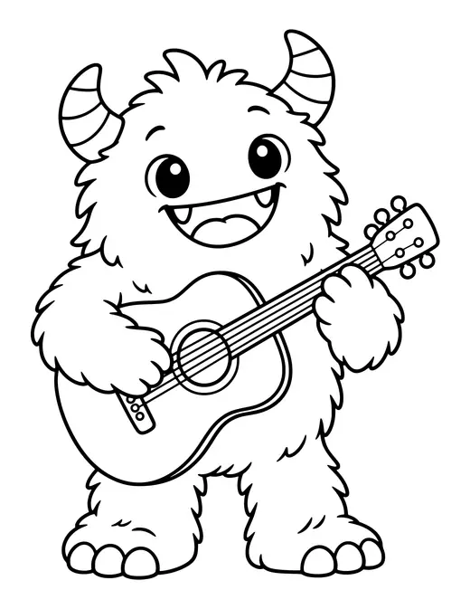Monster Playing Guitar coloring page