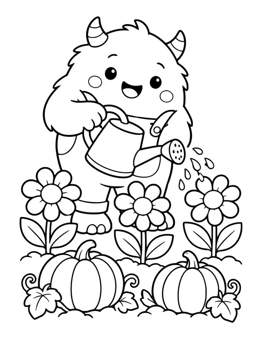 Monster Gardening coloring page