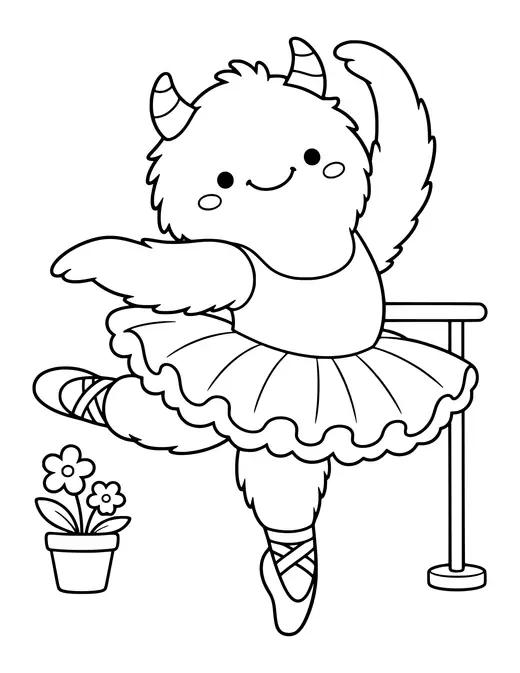 Monster Ballerina coloring page