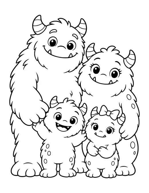 Monster Family Portrait coloring page