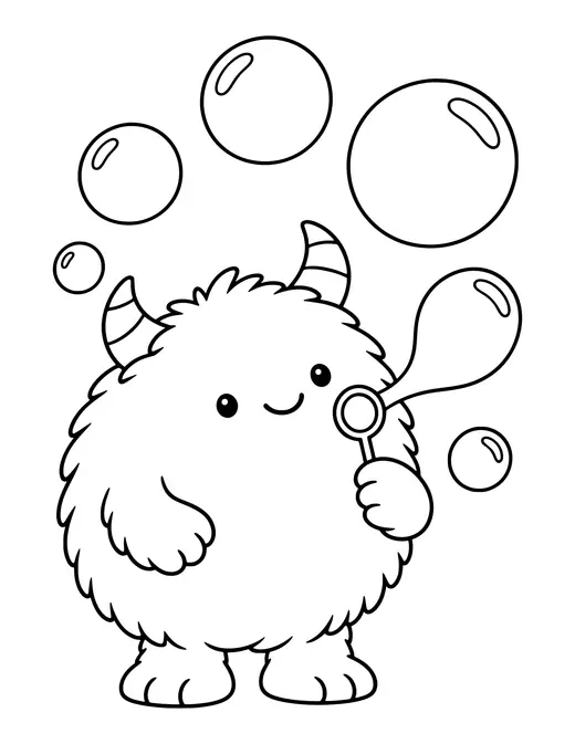 Monster Blowing Bubbles coloring page